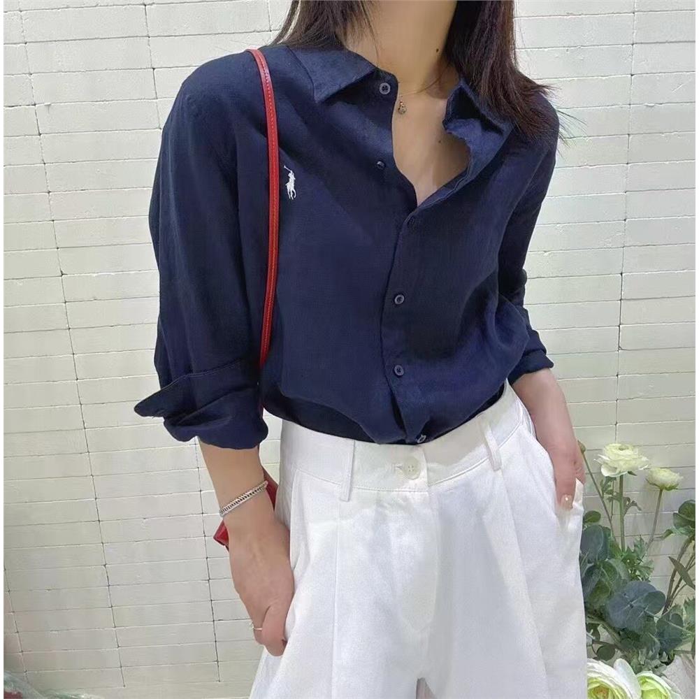 JTENGC吉藤韩版刺绣亚麻长袖衬衫女2026春季新款宽松休闲百搭上衣
