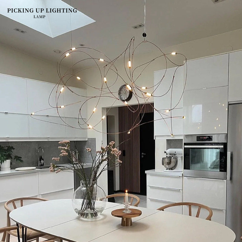 极简风设计师餐厅吊灯现代意式吧台餐桌异形灯北欧满天星客厅吊灯