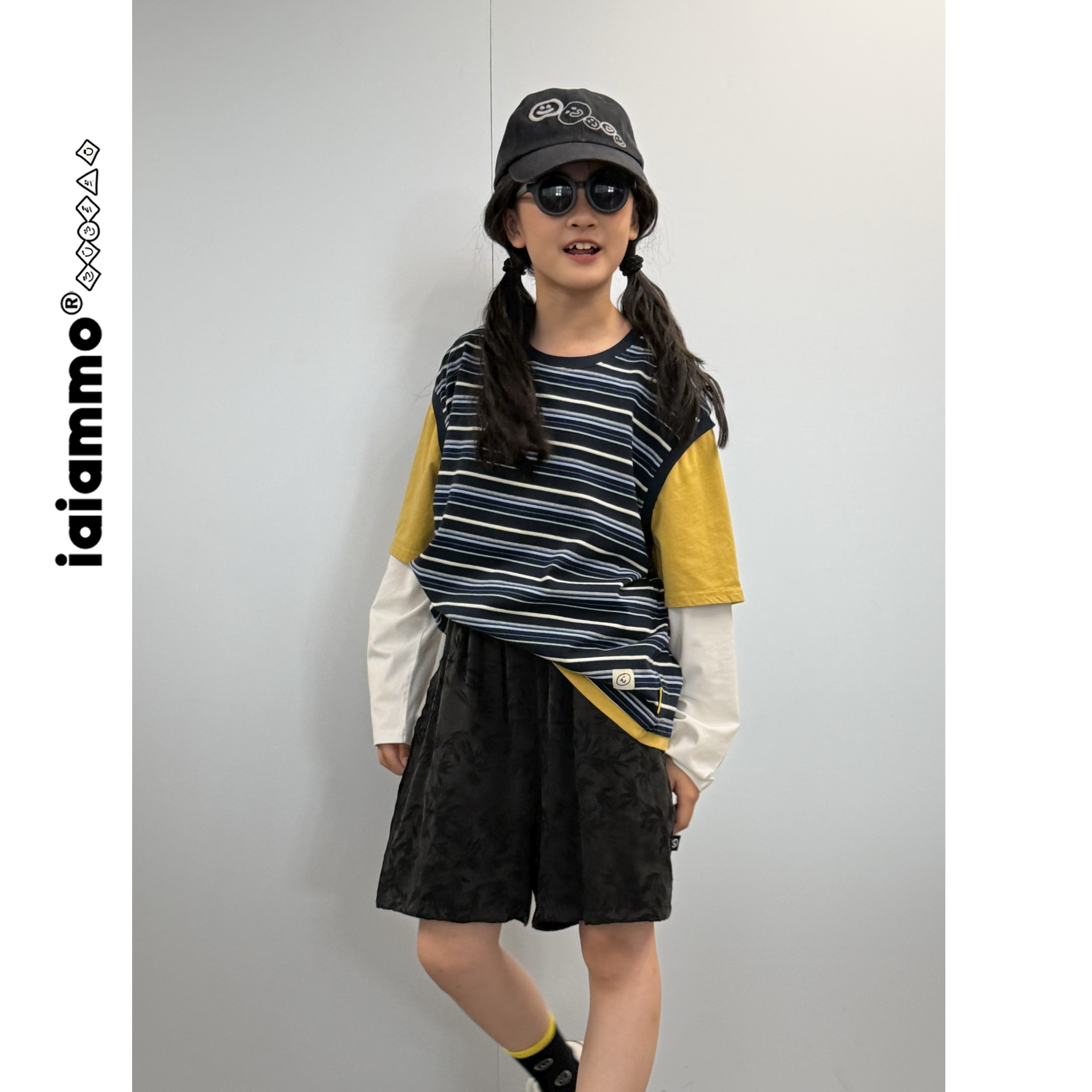 iaiammo 丨26秋季洋气撞色条纹韩版宽松男女中大儿童装中性 卫衣