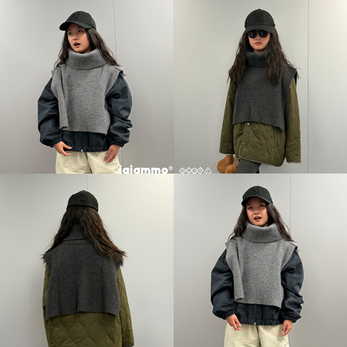 iaiammo 25AW 韩版洋气秋冬 羊毛混纺男女中大童装 亲子 保暖脖套