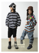 23AW 洋气撞色条纹韩版 宽松 iaiammo 儿童中性韩版 卫衣T恤