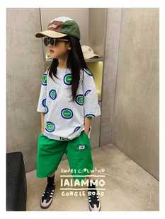 童装 中性 T恤 短袖 新品 原创设计 iaiammo24夏季 笑脸满印韩版