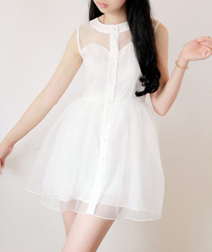 非诚勿扰恋爱甜美欧根纱连衣裙