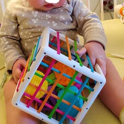 婴儿宝宝0益智彩虹魔方塞塞乐3岁儿童形状颜色认知9个月玩具摇铃