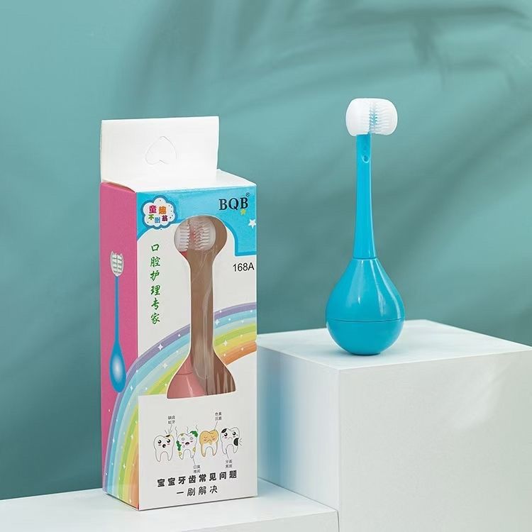 宝宝卡通创意 软毛厂家 Baby牙刷不倒翁三面儿童宝宝护齿初学牙刷