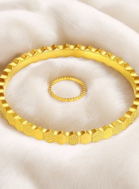 沙金蜂巢手镯女款爱之巢戒指镀金