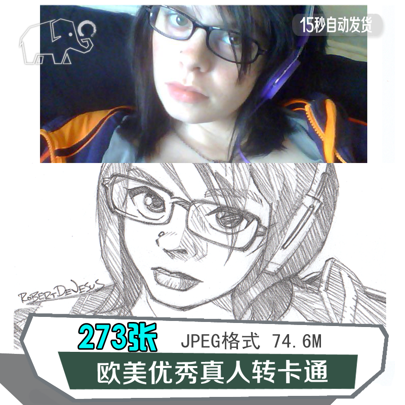 国外优秀真人转卡通手绘画集banzchan素描角色人物插画素材鉴赏