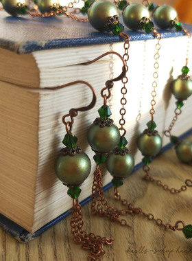 手作新品复古时髦人工珍珠装饰项链手链耳环耳夹饰品女