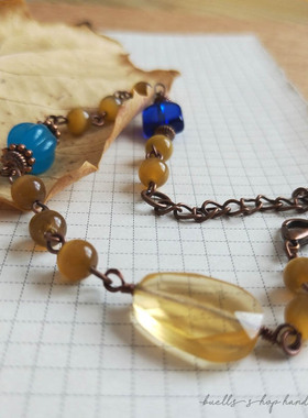 原创设计手作新品别致撞色设计人工宝石装饰艺术手链手环饰品女