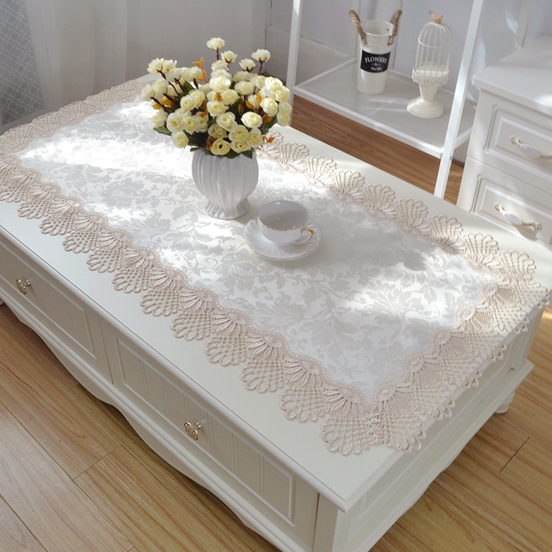 电动欧式风客厅白色蕾丝小桌布