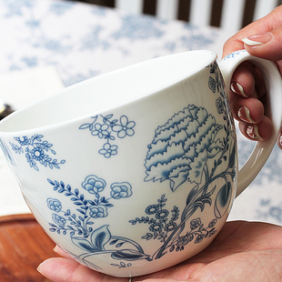 【芊芊家推荐】釉中彩唐山骨瓷燕麦早餐杯牛奶杯大容量轻巧