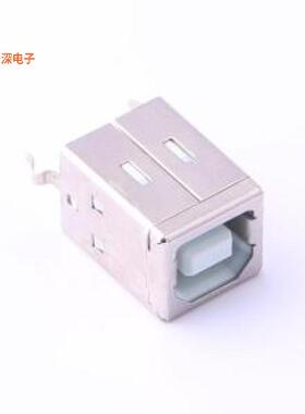 USB-B12-BRW |USB180度 B型母座 铁壳19.25x12.04x11mm