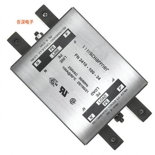 FN2410-100-34 |单相LINE FLTR 250VAC 100A CHASS MNT