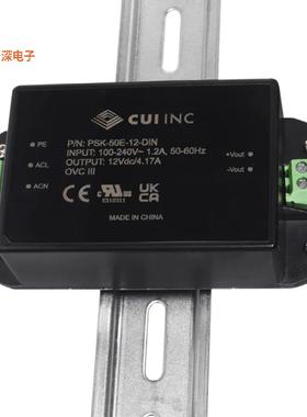 PSK-50E-12-DIN |AC 和 DCAC-DC, 50 W, 12 VDC, SINGLE OUTP