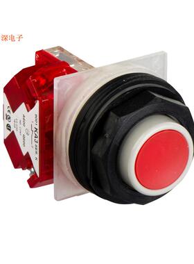 9001SKR3RH6|前面板安装PUSHBUTTON 600VAC 10AMP 30MM S