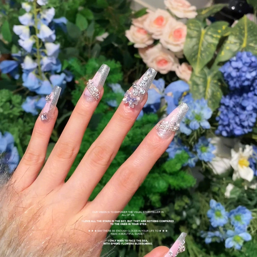 手工穿戴甲可拆卸美甲粉婚甲尖T