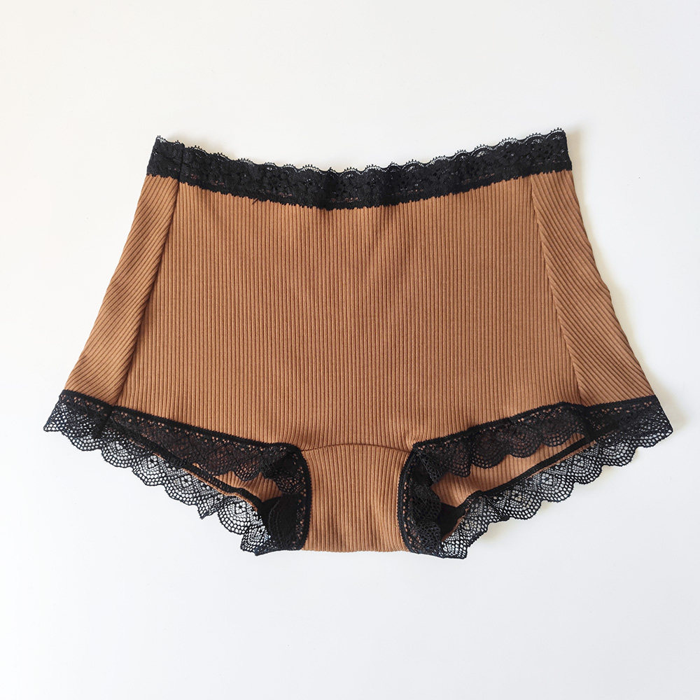 黑蕾丝边咖色棉质螺纹大弹力中高腰平角内裤女慎拍,女士内衣/男士内衣/家居服,女三角裤,淘宝优惠券,粉丝福利购,淘宝优惠卷