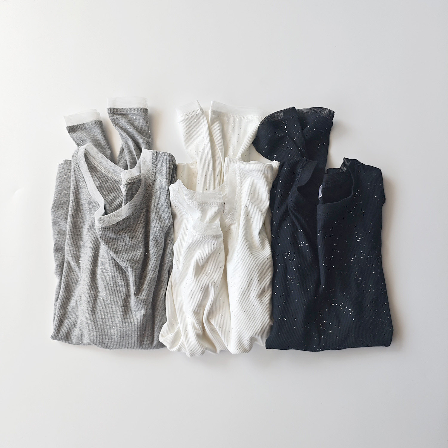 日单日系网纱领口袖口银片亮光薄款弹力螺纹显瘦打底衫长袖上衣女,女装/女士精品,T恤,淘宝优惠券,粉丝福利购,淘宝优惠卷