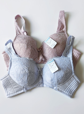日单藕粉淡紫色薄款无钢圈无海绵大胸文胸内衣贴身衣物不tui换慎