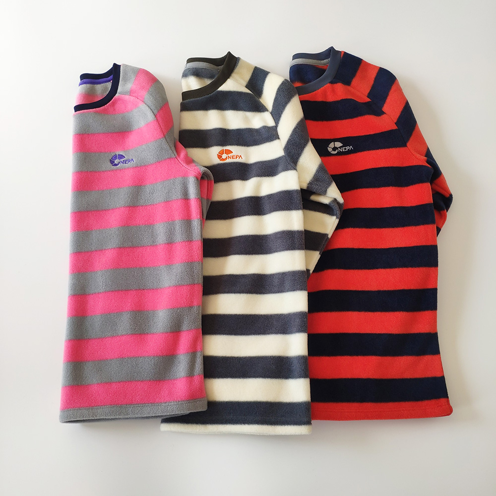 韩单秋冬保暖插肩袖摇粒绒条纹