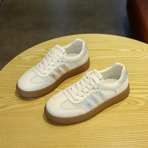 网面德训鞋女2025年夏季薄款透气平底超轻小白鞋休闲百搭运动网鞋