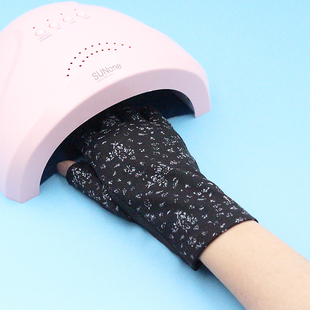 半指手套女夏季防晒美甲专用防黑防紫外线薄漏指棉光疗照灯防烤黑