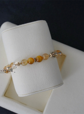 天然黄水晶金虎眼石金发晶手链