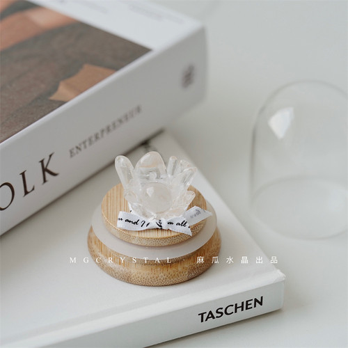 天然白水晶原石晶簇摆件