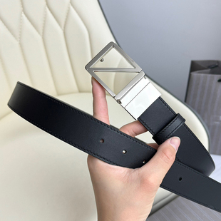 高端品质 Z字母平滑扣双面用男士真皮皮带简约百搭牛皮裤腰带头层