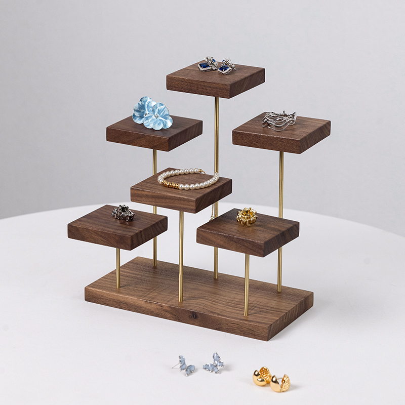首饰展示架饰品陈列道具创意黑胡桃实木高档手项链玉石道具收纳架
