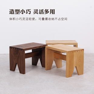 燕尾凳实木黑胡桃樱桃榫卯小方凳子换鞋小板凳客厅茶几凳脚踏矮凳