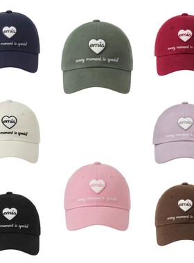 2025韩国经典emis帽子心形标志棒球百搭大头围男女同款棒球帽子