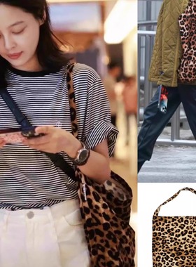 韩国emis包包女帆布包大豹纹百搭布袋大容量时尚潮牌通勤高级感