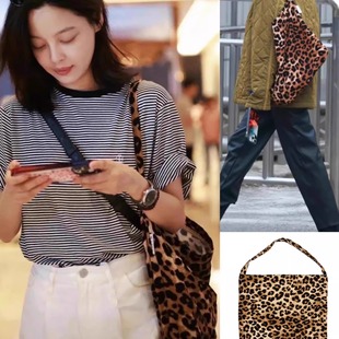 韩国emis包包女帆布包大豹纹百搭布袋大容量时尚潮牌通勤高级感