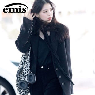 韩国emis帆布包大豹纹布袋韩素汐申世景宋慧乔同款大容量单肩包包