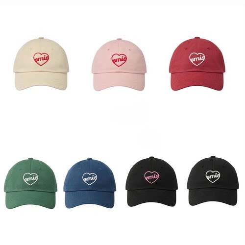 EMIS韩国品牌2025新款爱心镂空刺绣鸭舌帽棒球帽明星同款时尚帽子