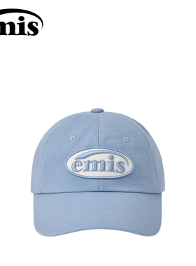 韩国emis帽子软顶同色系徽章天蓝色棒球帽大头围显脸小鸭舌帽