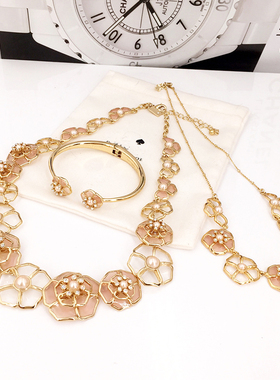 ks Sunset Blossom Faux Pearl Necklace樱花花卉项链两款入