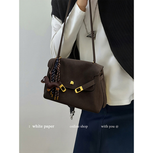 复古通勤公文包包女2025新款 茶雾叙 手提单肩斜挎 DAY 原创·ONER