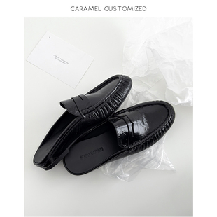 焦糖CARAMEL-春夏真皮豆豆鞋女生乐福鞋平底鞋羊皮单鞋一脚蹬-2cm