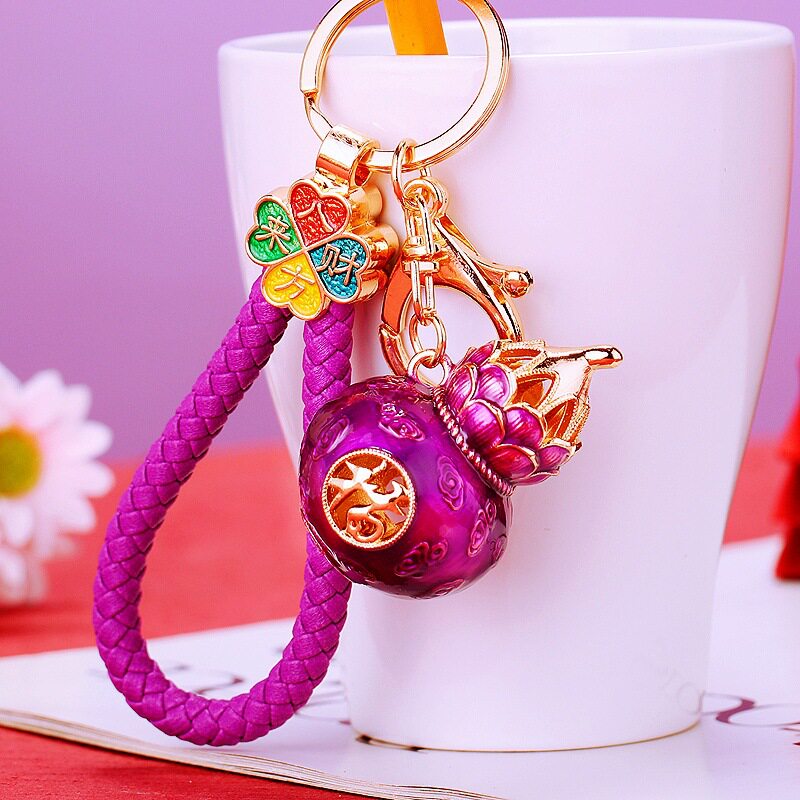 八方来财招财葫芦汽车钥匙扣女包包挂件金属钥匙链圈商务礼品批发