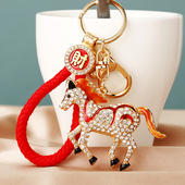 马到成功可爱生肖小马汽车钥匙扣女包包挂件钥匙链圈镶钻创意礼品