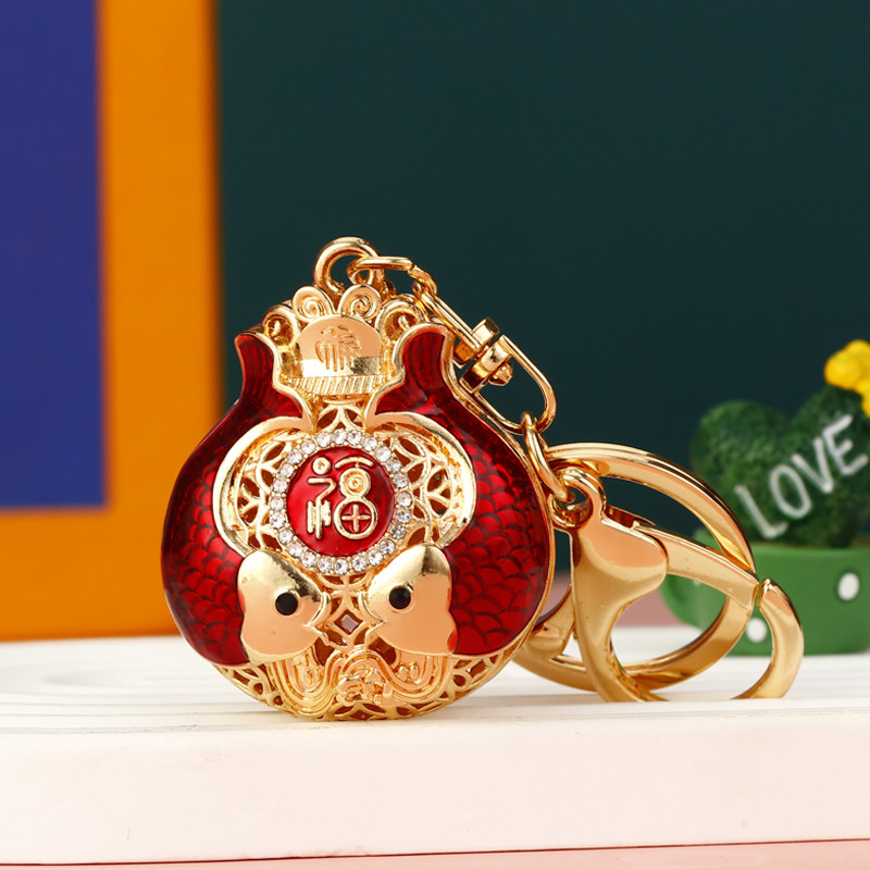 精致招财双鱼福袋汽车钥匙扣女可爱创意韩国包挂件钥匙链圈小礼品