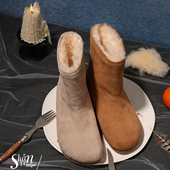 皮毛一体羊羔毛雪地靴博肯鞋 赵露思款 ShānRen隐形内增高7.0CM 女