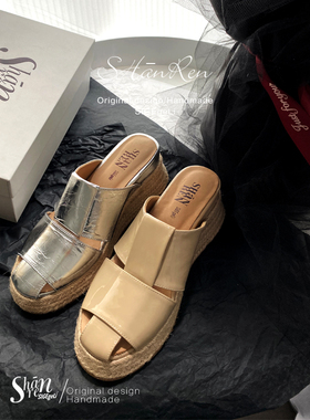 ShānRen 巨显高 包头拖鞋女夏外穿新款松糕厚底高跟凉拖女鞋半拖