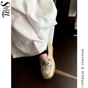 女夏外穿新中式 厚底包头凉拖鞋 分趾鞋 ShānRen 玛丽珍鞋 高级感 子
