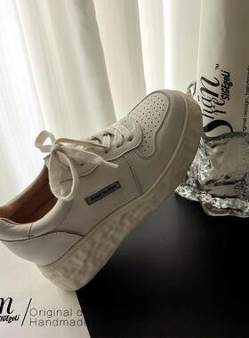 【ShānRen】巨显高新款小众内增高复古休闲百搭板鞋厚底小白鞋女