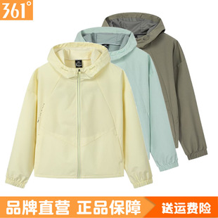 361度女士连帽简约单风衣正品 防风透气上衣运动外套2602 春秋新品