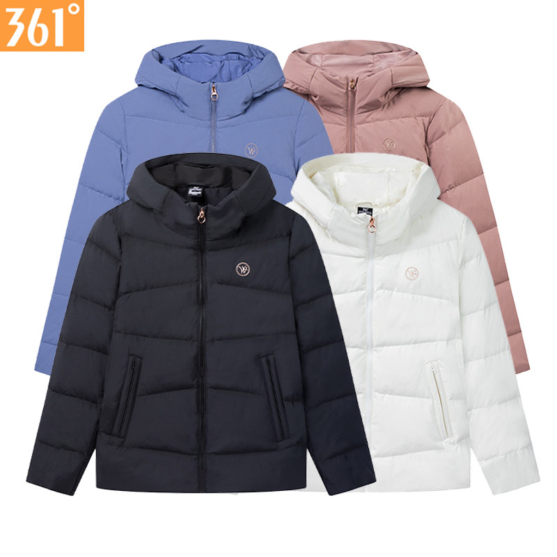 361度女士连帽羽绒服短款