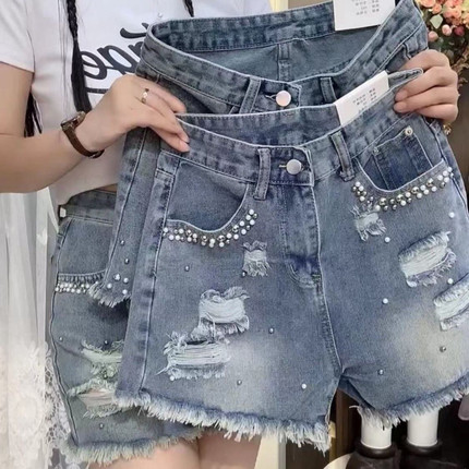 夏季小个子破洞牛仔短裤女2026新款显瘦小个子减龄短裤阔腿裤女